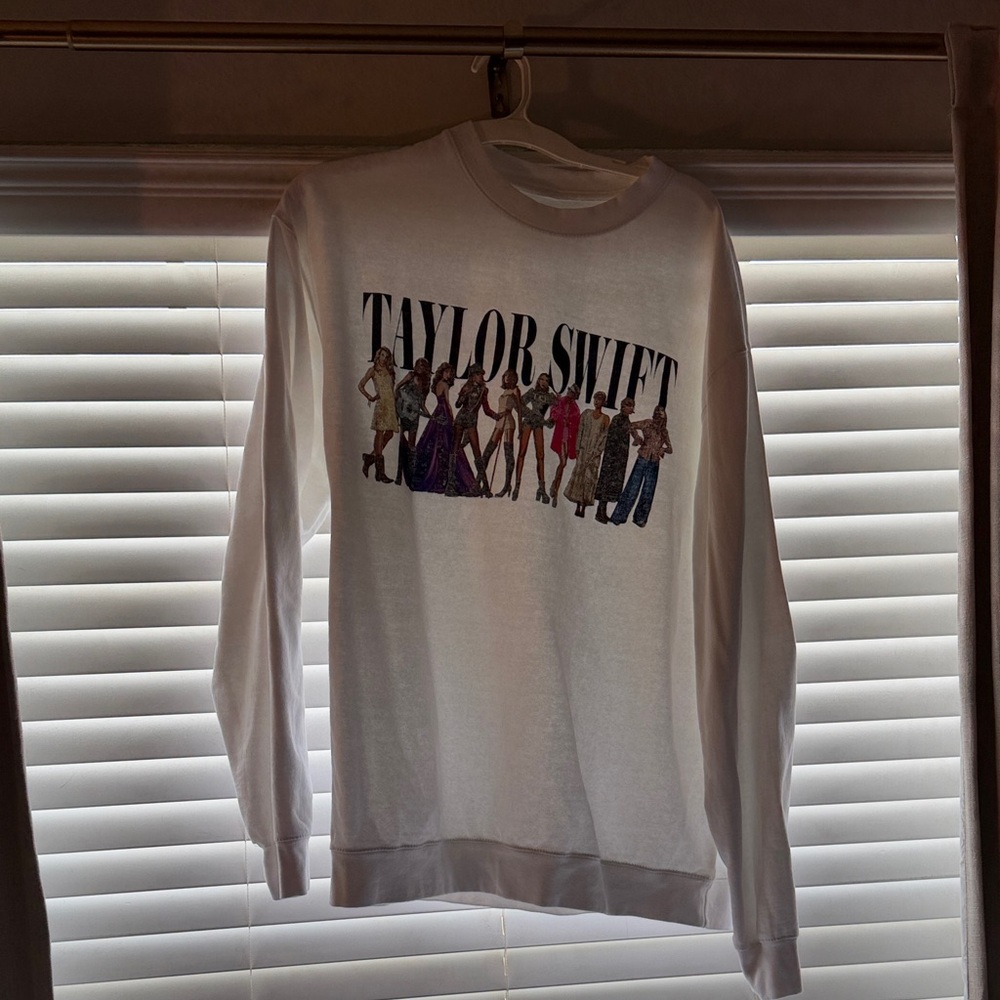 adidas White Crewneck Pullover with Printed Text